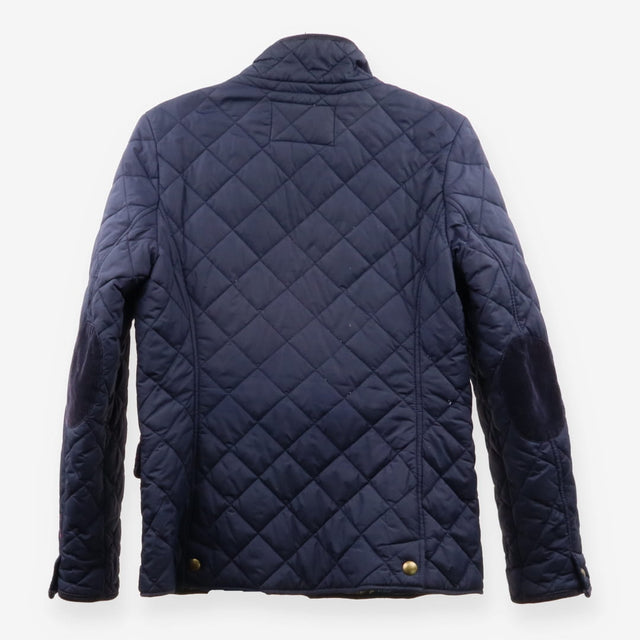 Quilted Blue Fitted Jacket with Floral Lining