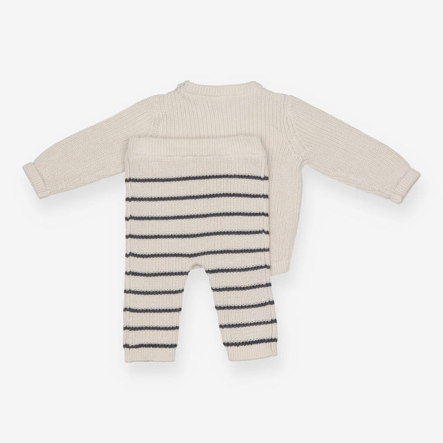 Outfit Knit cream Sweater stripe leggings
