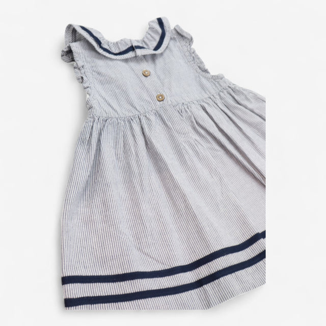 Dress Blue Stripe with Bow and Frilly Bloomers
