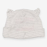 Baby Hat Cream and Grey Strip with Ears