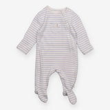 Sleepsuit zip blue and white stripe