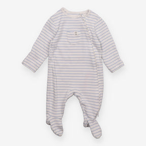Sleepsuit zip blue and white stripe