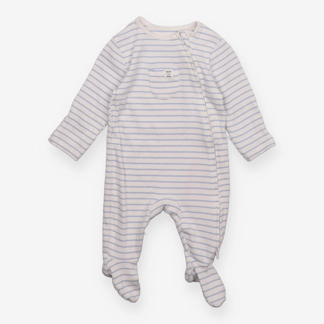 Sleepsuit zip blue and white stripe