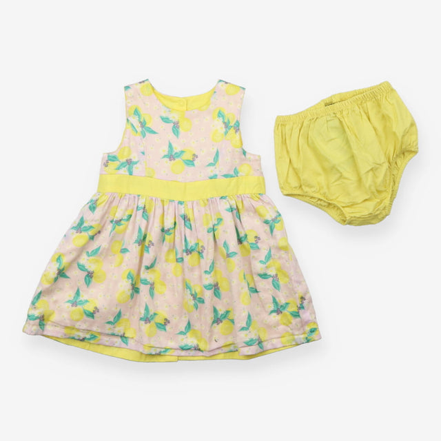 Summer dress pink with lemons with bloomers revers