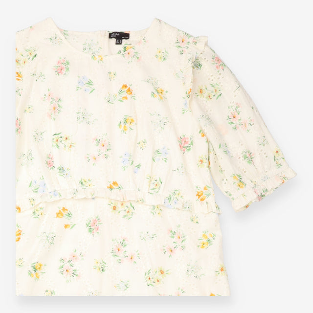 Cream White Floral Broderie Anglaise Embroidered C