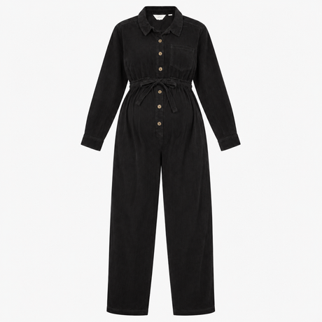 Black Corduroy Maternity Boiler Suit