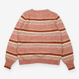  Pink Rust Cream Striped Crew Neck Knitted 