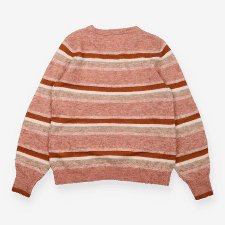  Pink Rust Cream Striped Crew Neck Knitted 