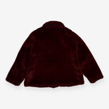 Coat Faux Fur Collared Burgandy