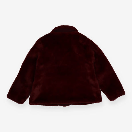 Coat Faux Fur Collared Burgandy