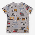 T-Shirt Grey Construction Vehicles Appliques