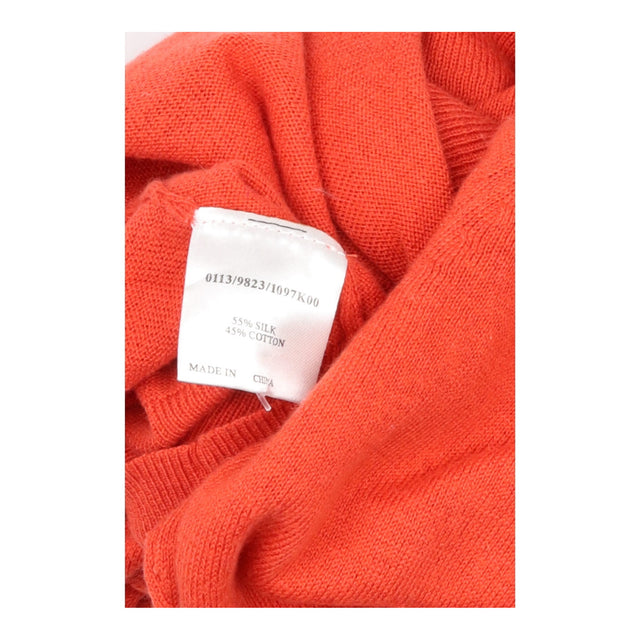 Cardigan Silk Cotton Blend Red Frill Trim V-Neck L