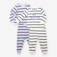 White and Blue Striped Pyjamas 2 Pack