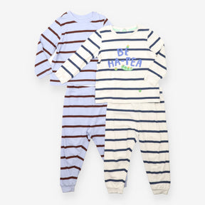 White and Blue Striped Pyjamas 2 Pack