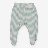 Footed Legging Green and White Strip
