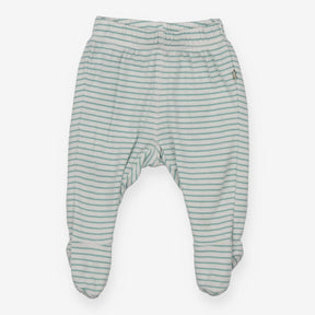 Footed Legging Green and White Strip