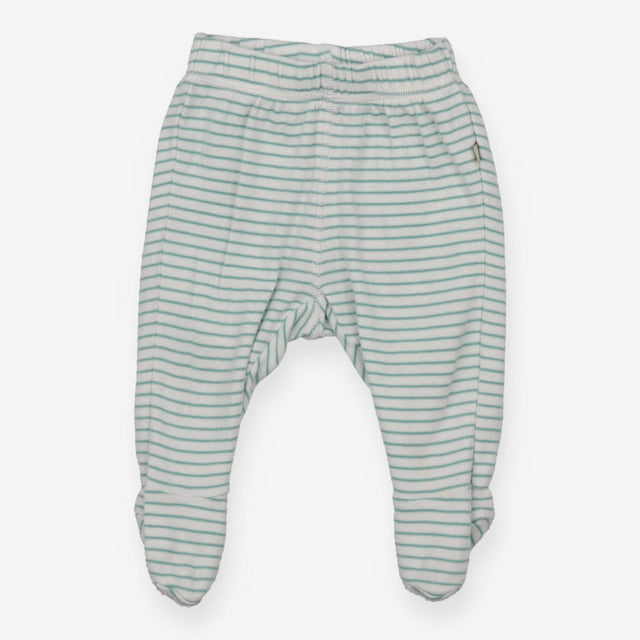 Footed Legging Green and White Strip