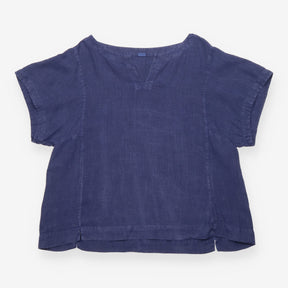 Blue Relaxed Linen Tunic Top
