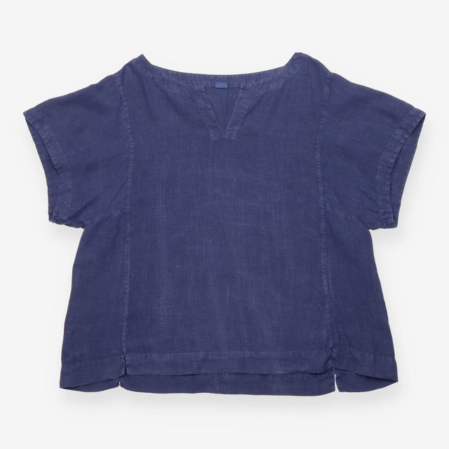 Blue Relaxed Linen Tunic Top