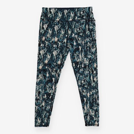 Power Leggings Full Length Blue and Cream Marble