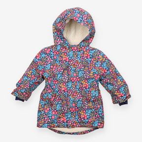Navy Floral Fleece Lined Coat