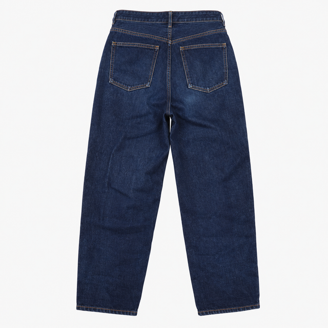 Dark Blue 100% Cotton Tapered High Rise Jeans
