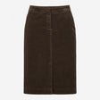 Charcoal Green Fine Corduroy Straight Pencil Midi 