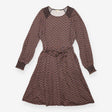 Printed Dress Navy Multi Long Sleeve Gathered Wais