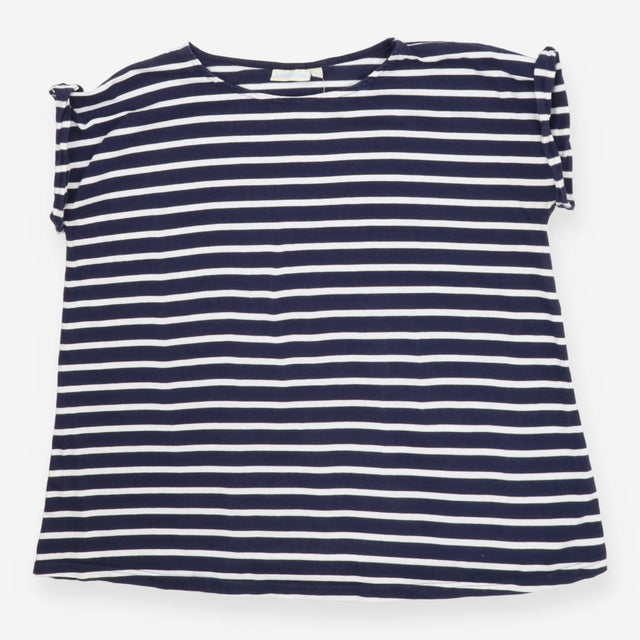 Navy and white striped crew neck t-shirt