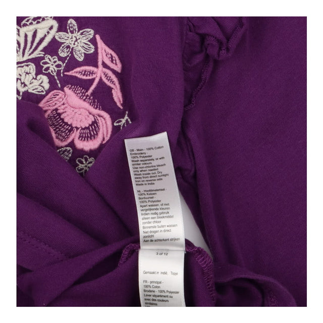 T-Shirt Long Sleeved Purple Embroidered Heart 
