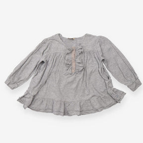 Grey long sleeve tunic with frill front
