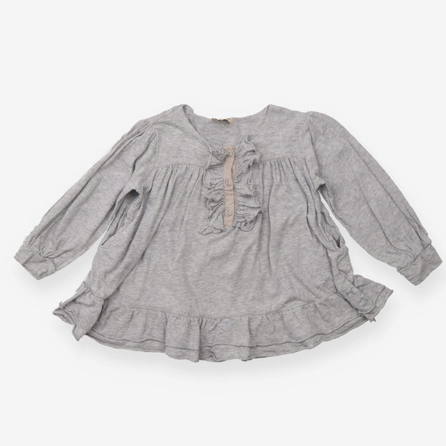 Grey long sleeve tunic with frill front