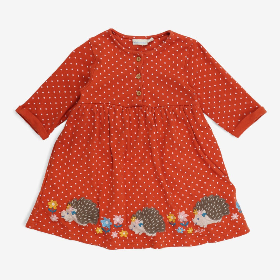 Dress orange hedgehog applique