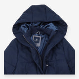 Padded Coat Navy Longline Hooded Heavyweight