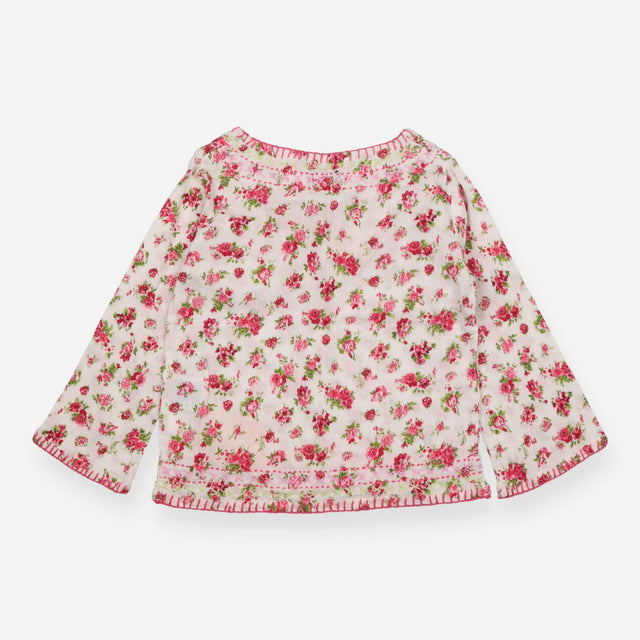 White Roses Long Sleeve Blouse