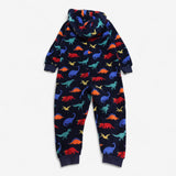 Onesie navy fleece with colourful dinosaur