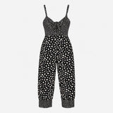 Jumpsuit Black White Polka Dot Cami Strappy Wide L