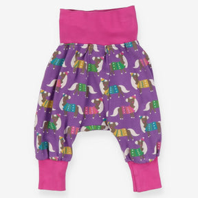 Purple and pink parsnip pants with horses