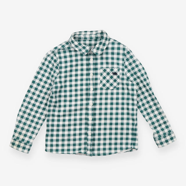 Shirt green white check LS