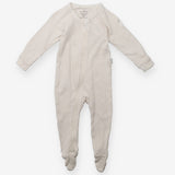 White sleepsuit with beige stripes