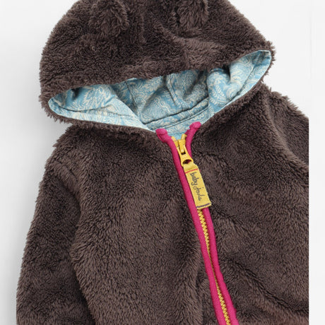 Hoody Brown Fleece with Pink and Yellow Zip