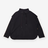 Sweatshirt Top Black Funnel Neck Contrast Sleeve