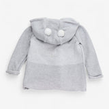 Cardigan Knit Hooded Grey and White with Buttons