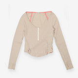 Henley top Drop Sleeve Cream and Pink
