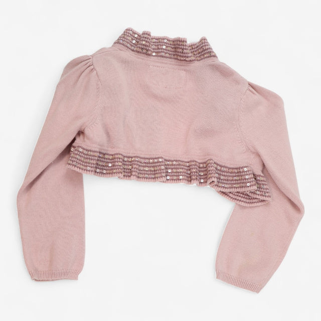 Cardigan pink sequin frill