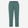Trousers Navy Floral Print Cotton Cropped Slim