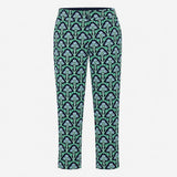 Trousers Navy Floral Print Cotton Cropped Slim