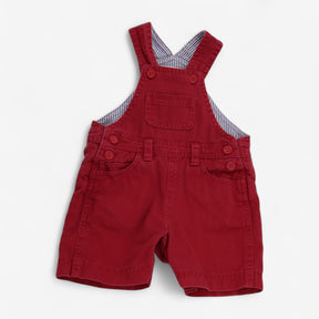 Red Woven Shortie Dungarees