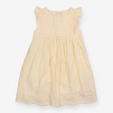 Dress Yellow and white Strips with Ruffle Shoulder