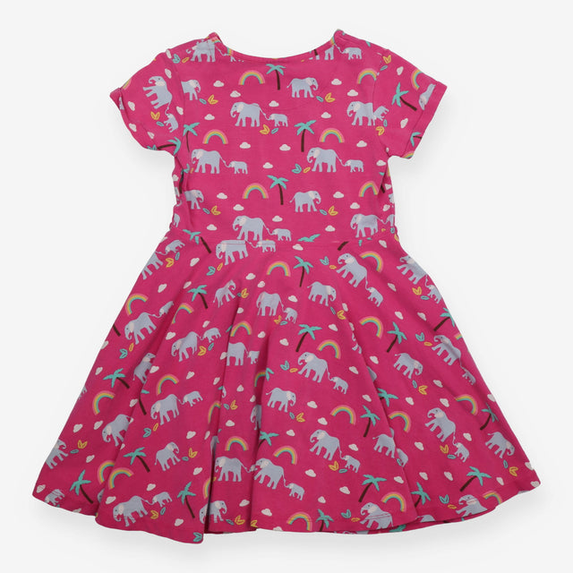 Skater dress Short Sleeve Pink with Elephants 